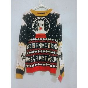 Miller Lite Ugly Christmas Sweater Medium Snow Globe Design Beer New With Tag